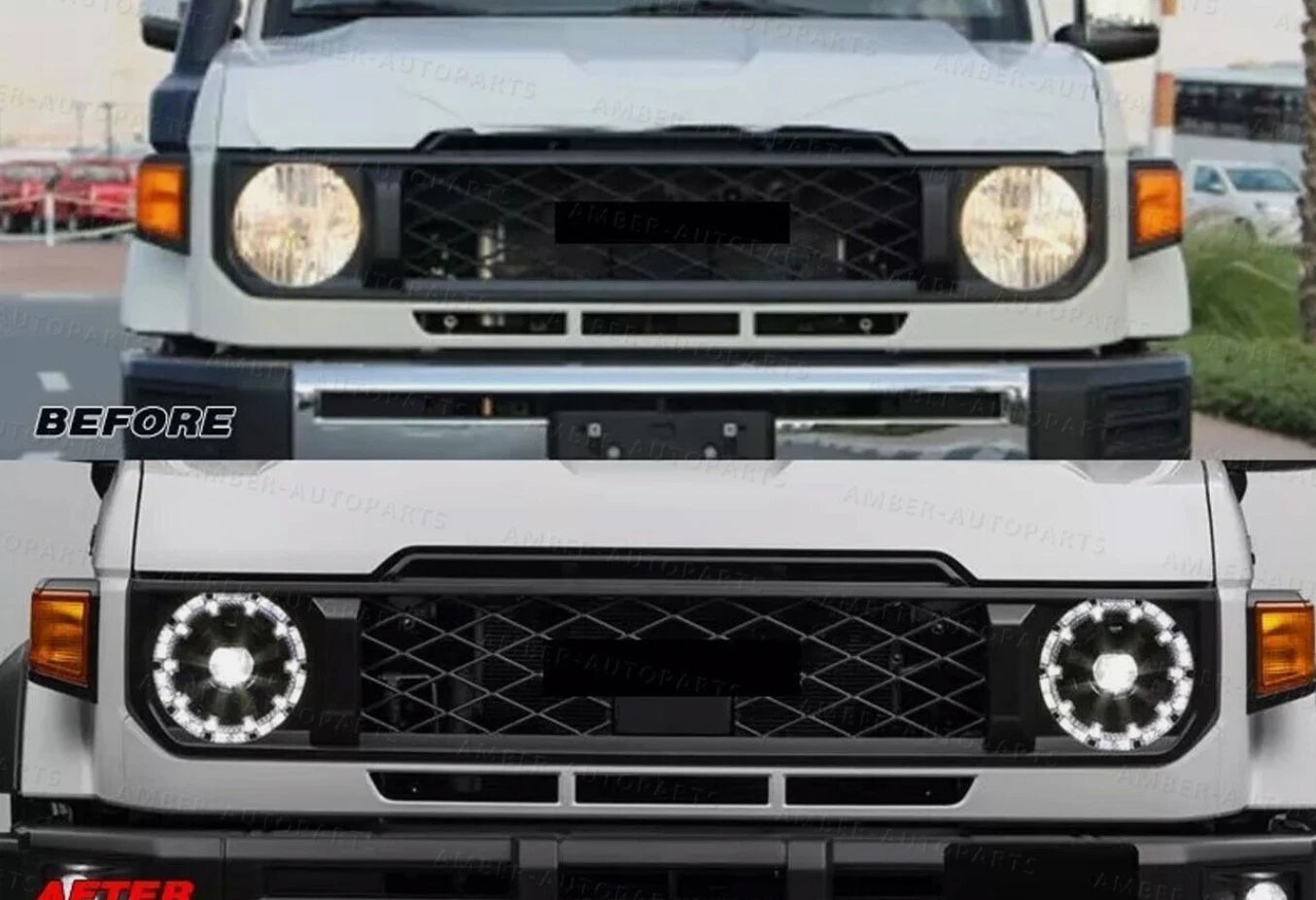 Pair LED Headlights for Toyota Land Cruiser 70 Series LC70/ LC76/LC79 LH+RH